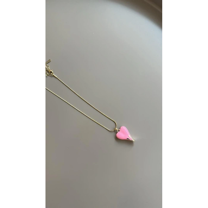 LitaeTrend Mineli Kalp Kolye - Pembe