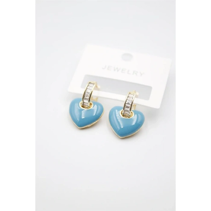 LitaeTrend Mineli Kalp Küpe - Turkuaz