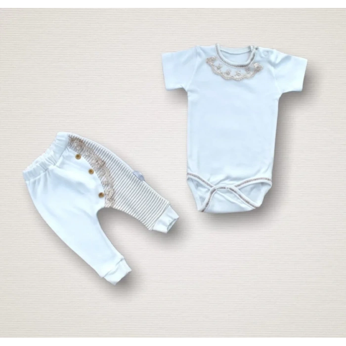 LitaeTrend Minik Sincap Nakışlı  10lu Zıbın Takımı Hastane Çıkışı Ekru