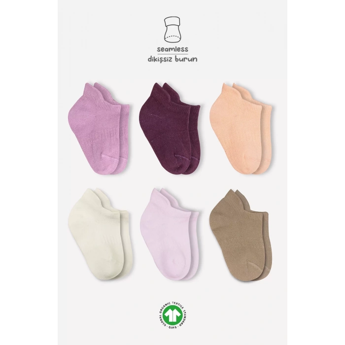 LitaeTrend Mix Penye Sneakers Çorap 6lı  Gül Kurusu