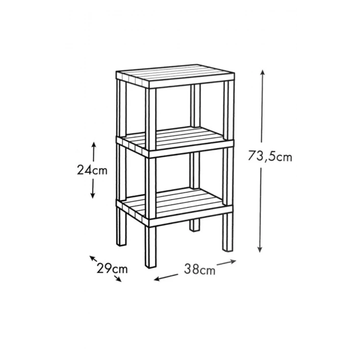LitaeTrend Modüler 3 Katlı Raf Siyah Royaleks-81302