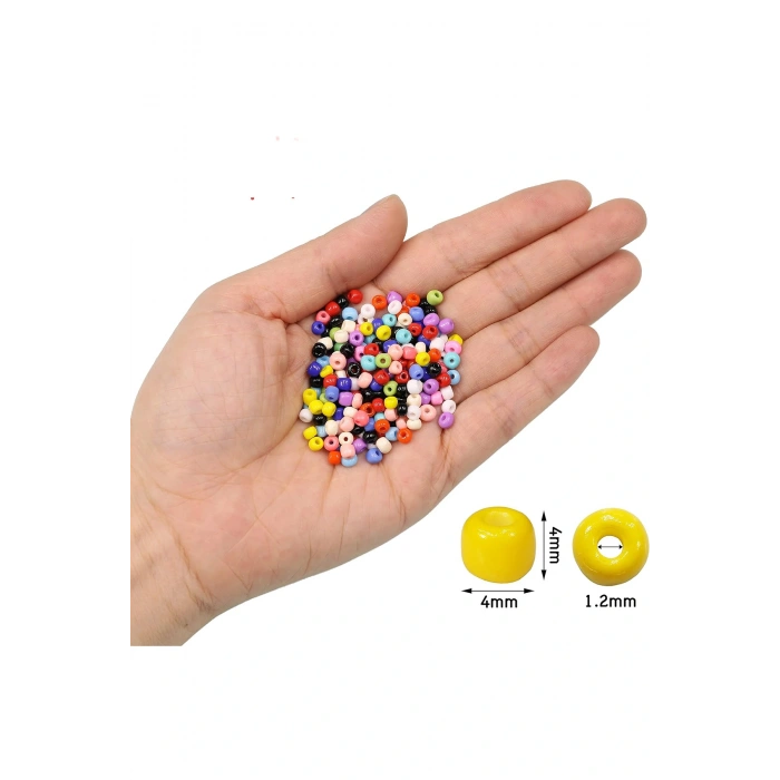 LitaeTrend Opak Yeşil Renk 4 mm Yaklaşık 1100 adet / 100 gram Cam Boncuk Oya Yazma Bileklik ve Kolye