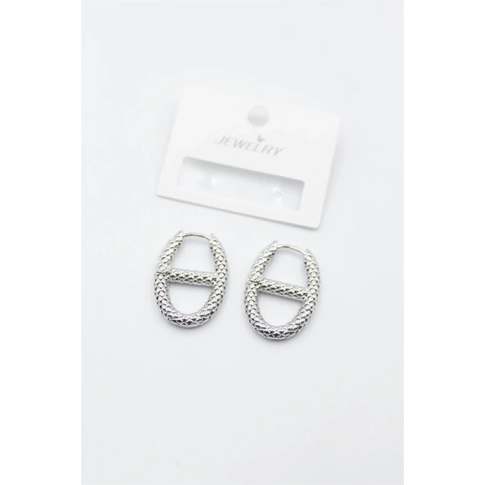 LitaeTrend Oval Halka Küpe - Gümüş