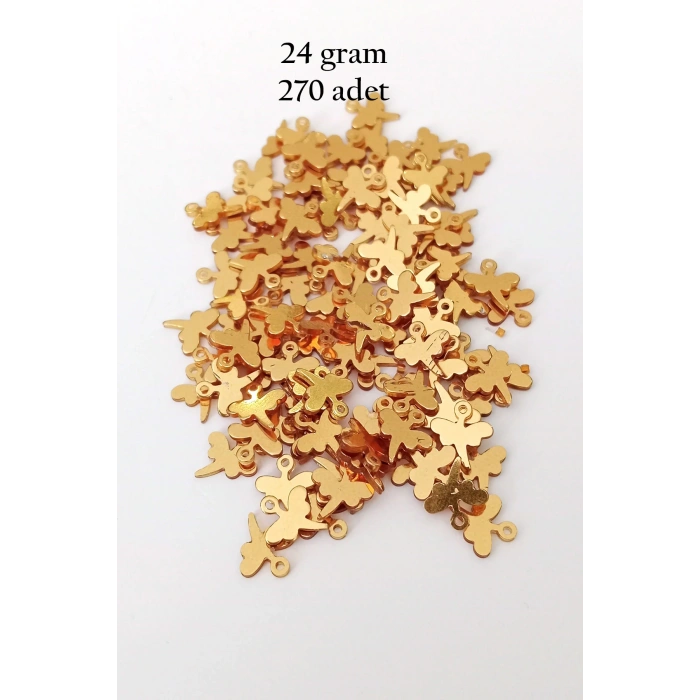 LitaeTrend Oya Abiye Bileklik Kolye Pleksi Metalik Plastik Pul Altın Renk 24 gram 270 adet - BNC555