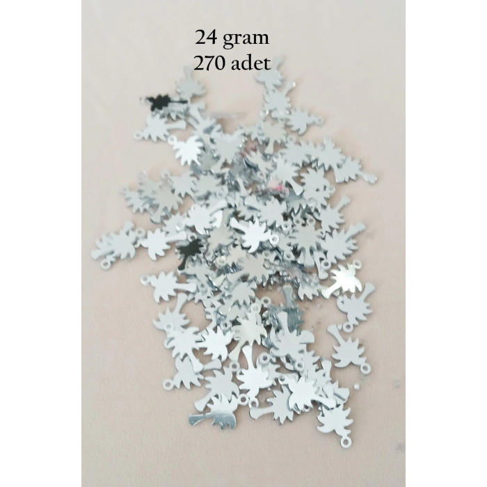 LitaeTrend Oya Abiye Bileklik Kolye Pleksi Metalik Plastik Pul Gümüş Renk 24 gram 270 adet - BNC566