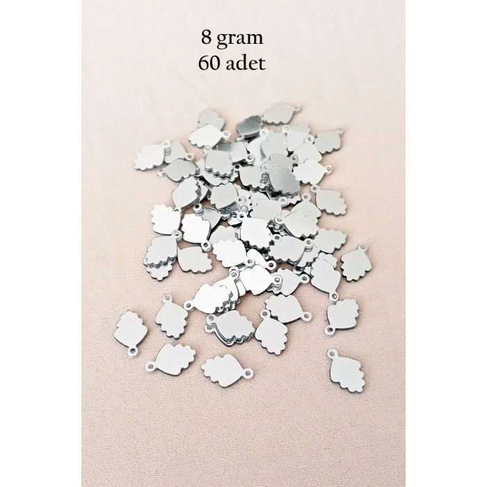 LitaeTrend Oya Abiye Bileklik Kolye Pleksi Metalik Plastik Pul Gümüş Renk 8 gram 60 adet - BNC504