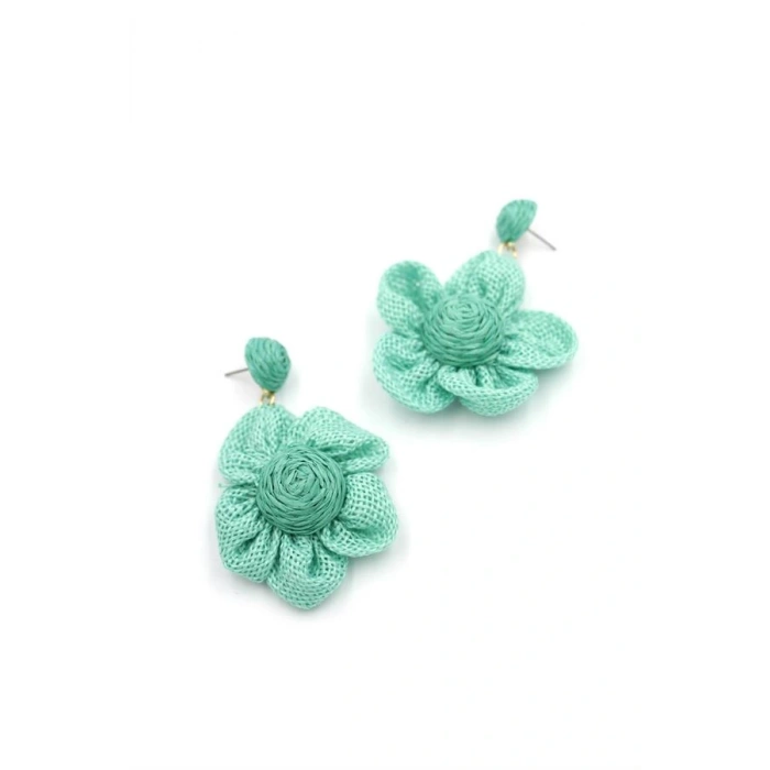 LitaeTrend Papatya Hasır Küpe - Turkuaz