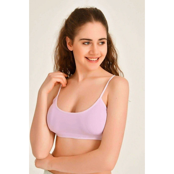 HERŞEYTREND Pedli İp Askılı Krem ve Pembe Büstiyer 2 adet