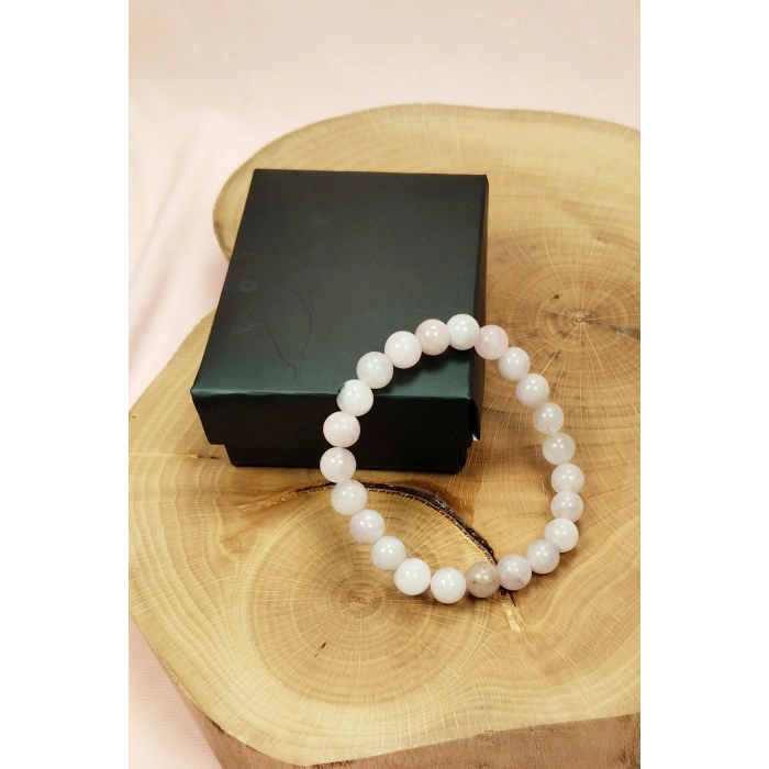 LitaeTrend Pembe Kuvars Doğal Taş Bileklik Kutulu