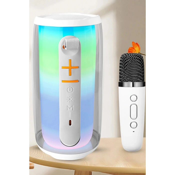 LitaeTrend Pluse 6 Mikrofonlu RGB Kablosuz Hoparlör - Beyaz