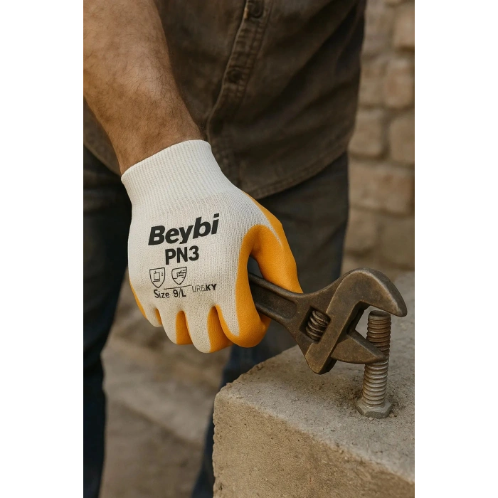 LitaeTrend Pn3 Sarı Iş Eldiveni Polyester No:10 Örme Nitril Beybi Royaleks Group - 6 Çift