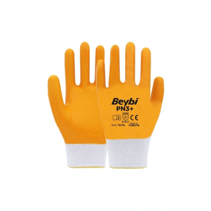 LitaeTrend Pn3+ Sarı Iş Eldiveni Polyester Örme Nitril Beybi No:10 Royaleks Group - 1 Çift