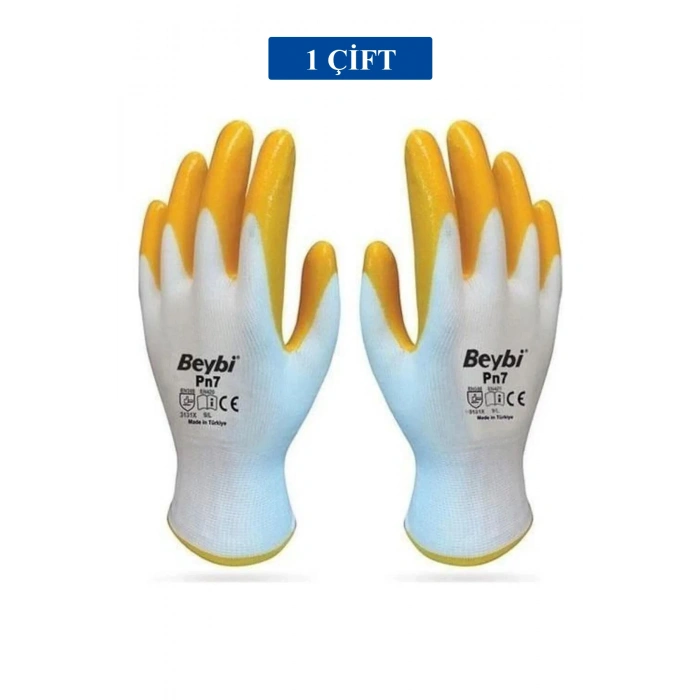 LitaeTrend Pn7 Sarı Iş Eldiveni Polyester Örme Nitril Beybi No:10 Royaleks Group - 1 Çift