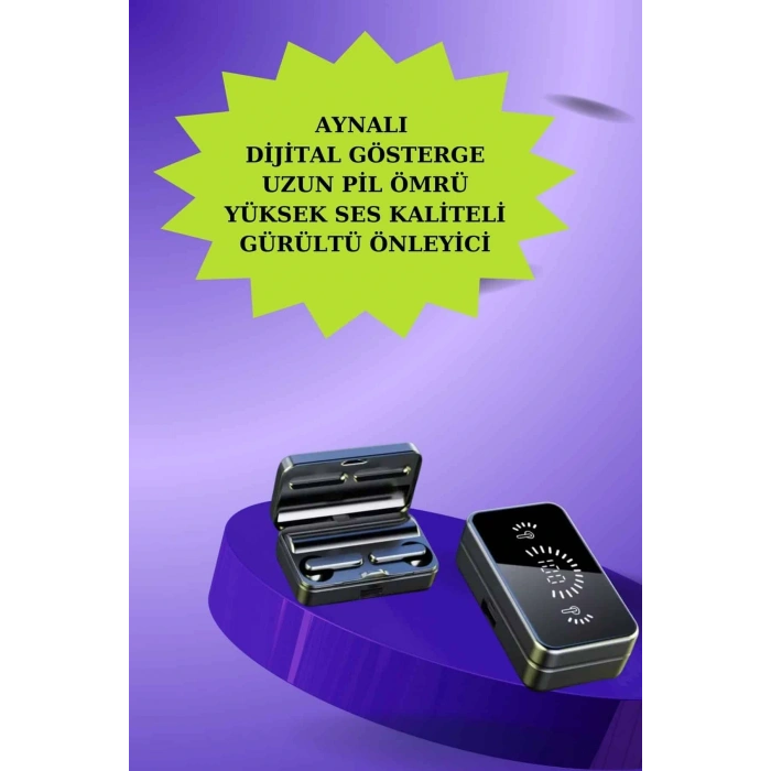 LitaeTrend Powerbank Aynalı Bluetooth Kulaklık Ve Akıllı Saat Seti ANC Özelliği Dokunamatik