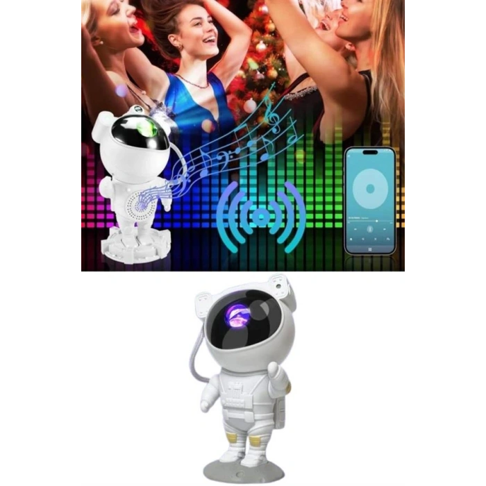 HERŞEYTREND Projeksiyon Astronot Lamba Speaker Sevimli Astronot Bluetooth Hoparlör