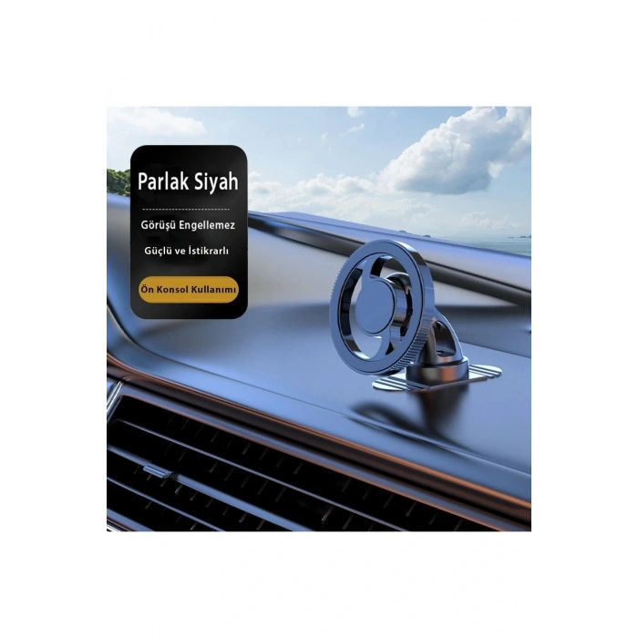 LitaeTrend Q38 Ayarlanabilir Yapışkanlı Manyetik Magsafe Araç Tutucu - Siyah