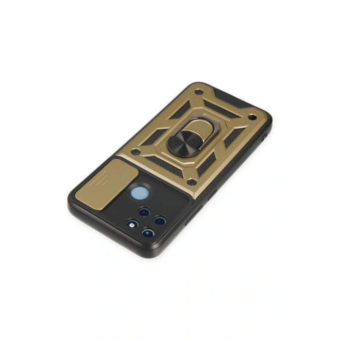 LitaeTrend Realme C25Y Kılıf Pars Lens Yüzüklü Silikon - Gold