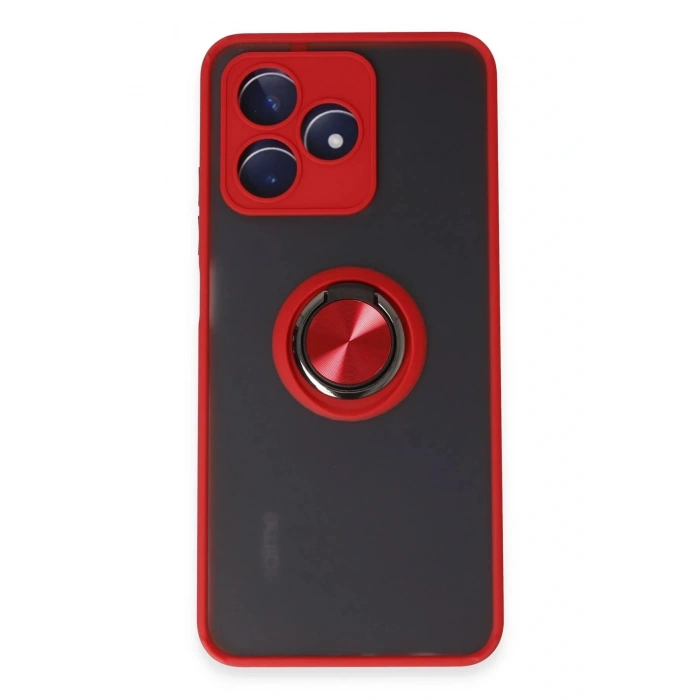 LitaeTrend Realme C53 Kılıf Montreal Yüzüklü Silikon Kapak - Kırmızı