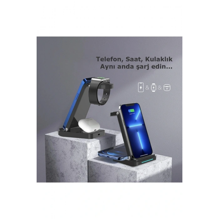 LitaeTrend S90 4in1 Kablosuz Şarj Masaüstü Set - Siyah