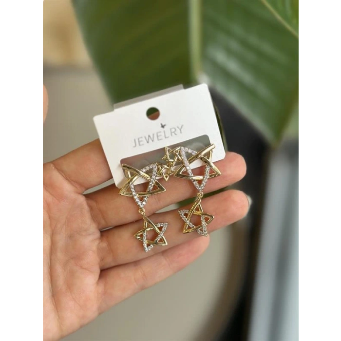 LitaeTrend Sallantılı Yıldız Küpe - Altın