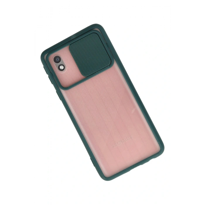 LitaeTrend Samsung Galaxy A01 Core Kılıf Palm Buzlu Kamera Sürgülü Silikon - Yeşil