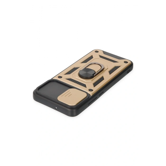 LitaeTrend Samsung Galaxy A03 Kılıf Pars Lens Yüzüklü Silikon - Gold