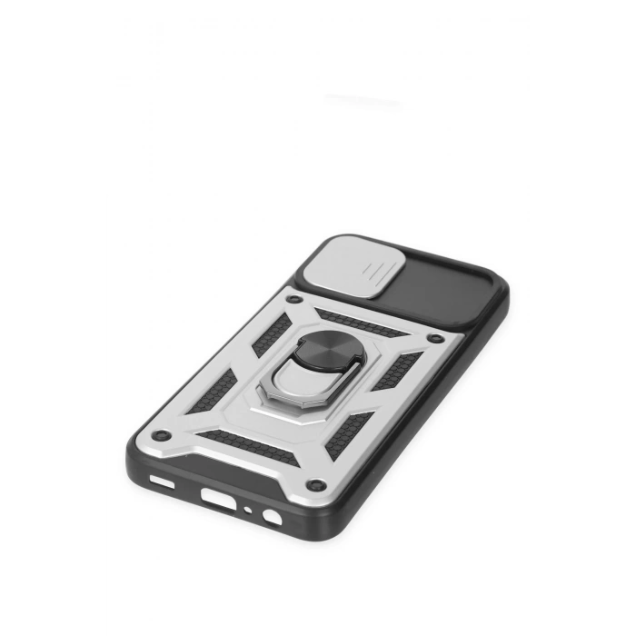 LitaeTrend Samsung Galaxy A03 Kılıf Pars Lens Yüzüklü Silikon - Gümüş