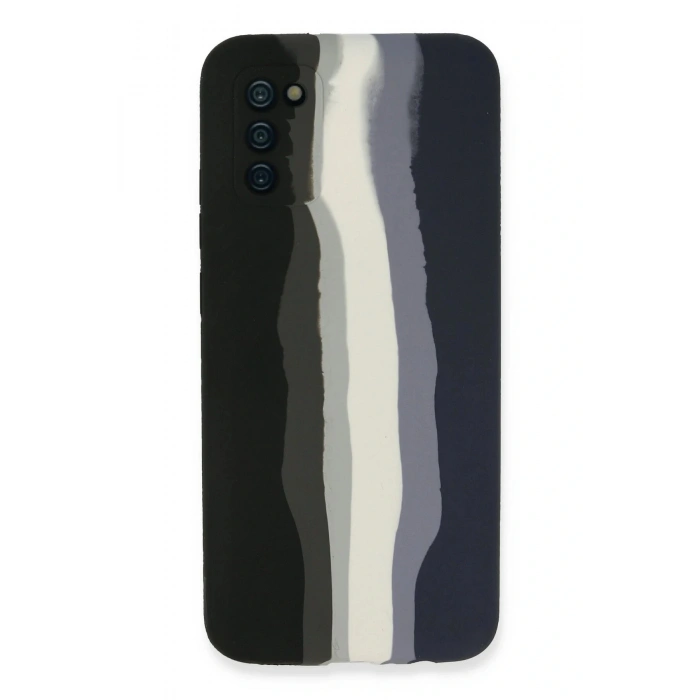 LitaeTrend Samsung Galaxy A03S Kılıf Ebruli Lansman Silikon - Siyah-Lacivert