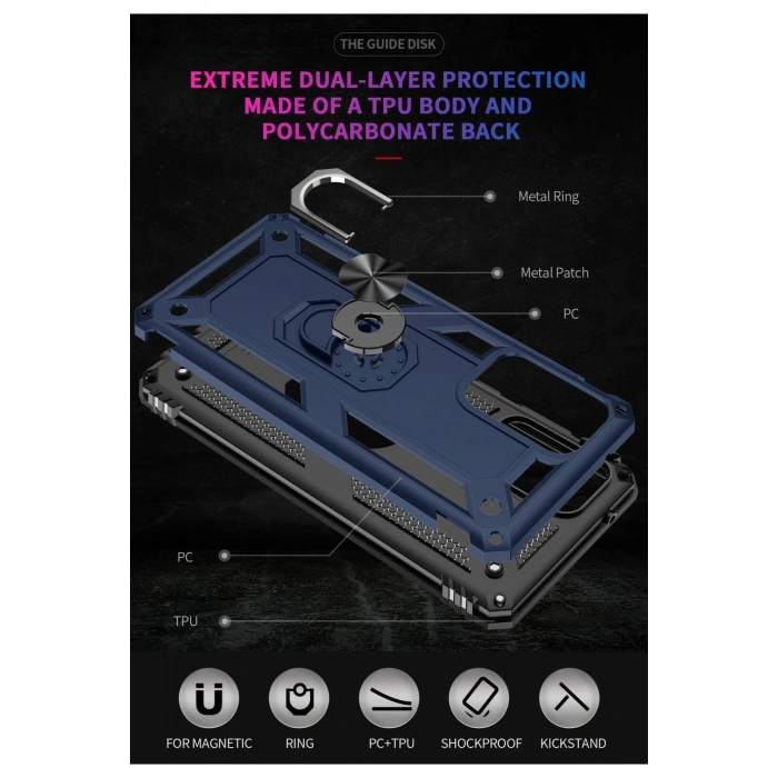 LitaeTrend Samsung Galaxy A03S Kılıf Sofya Yüzüklü Silikon Kapak - Lacivert