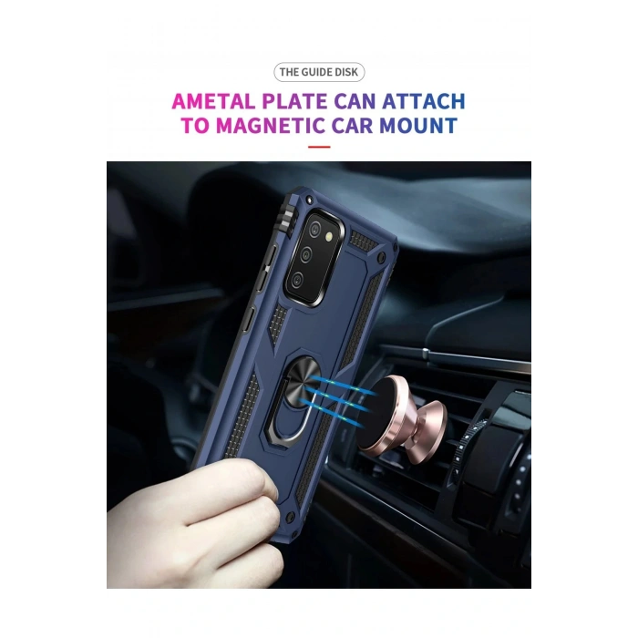 LitaeTrend Samsung Galaxy A03S Kılıf Sofya Yüzüklü Silikon Kapak - Lacivert