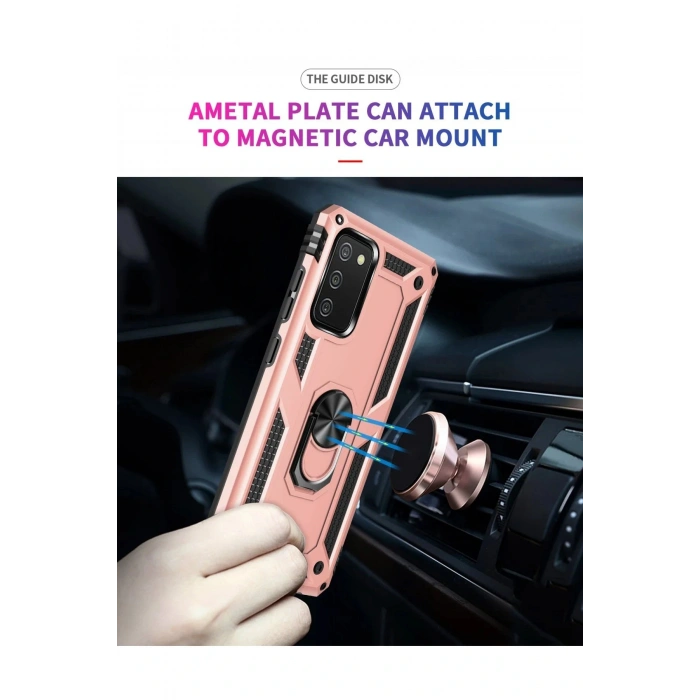 LitaeTrend Samsung Galaxy A03S Kılıf Sofya Yüzüklü Silikon Kapak - Rose