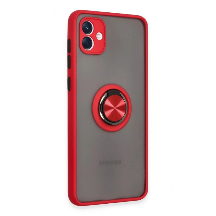 LitaeTrend Samsung Galaxy A04 Kılıf Montreal Yüzüklü Silikon Kapak - Kırmızı