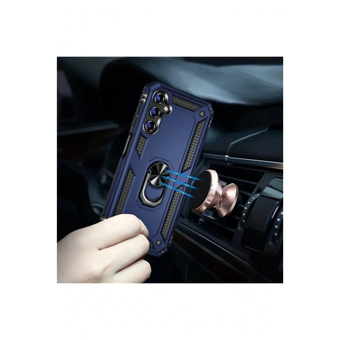 LitaeTrend Samsung Galaxy A04S Kılıf Sofya Yüzüklü Silikon Kapak - Siyah