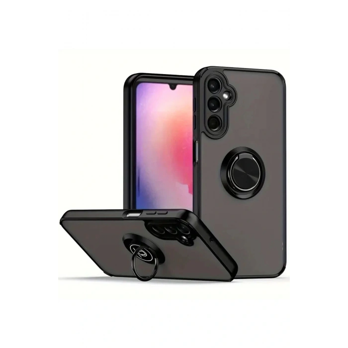 LitaeTrend Samsung Galaxy A05S Kılıf Montreal Yüzüklü Silikon Kapak - Siyah