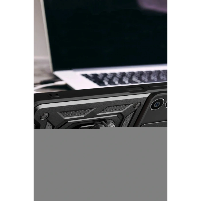 LitaeTrend Samsung Galaxy A25 5G Kılıf Pars Lens Yüzüklü Silikon - Siyah