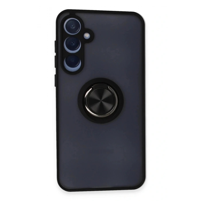 LitaeTrend Samsung Galaxy A35 5G Kılıf Montreal Yüzüklü Silikon Kapak - Siyah