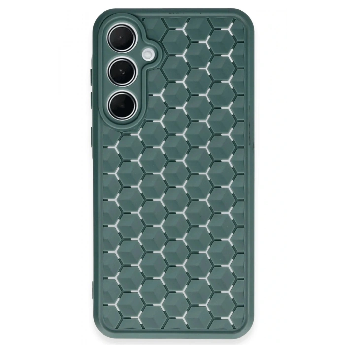 LitaeTrend Samsung Galaxy A55 5G Kılıf Petek Silikon Kapak - Koyu Yeşil