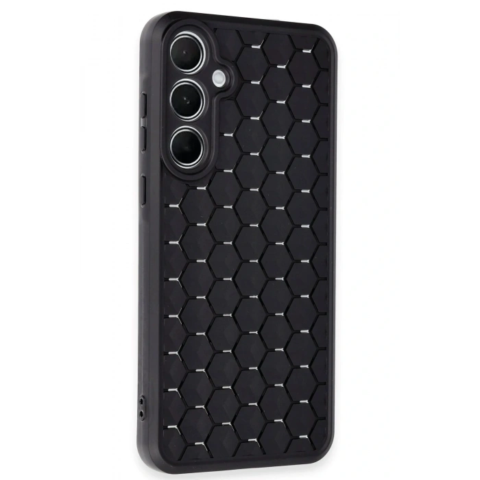 LitaeTrend Samsung Galaxy A55 5G Kılıf Petek Silikon Kapak - Siyah