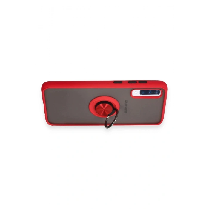 LitaeTrend Samsung Galaxy A70 Kılıf Montreal Yüzüklü Silikon Kapak - Kırmızı