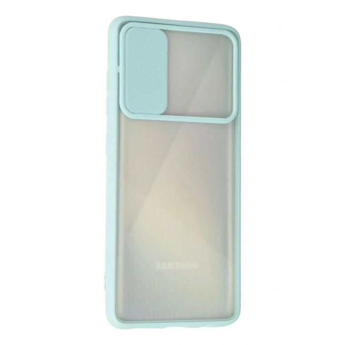 LitaeTrend Samsung Galaxy A71 Kılıf Palm Buzlu Kamera Sürgülü Silikon - Turkuaz