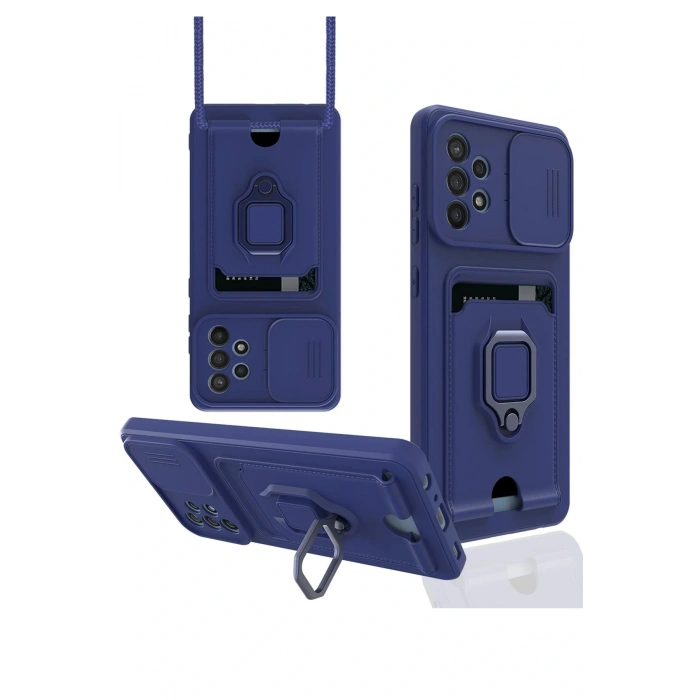 LitaeTrend Samsung Galaxy A72 Kılıf Zuma Kartvizitli Yüzüklü Silikon - Lacivert