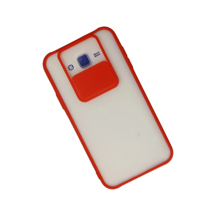 LitaeTrend Samsung Galaxy J7 Kılıf Palm Buzlu Kamera Sürgülü Silikon - Kırmızı