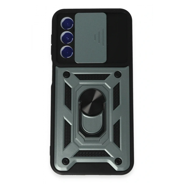 LitaeTrend Samsung Galaxy M34 5G Kılıf Pars Lens Yüzüklü Silikon - Yeşil