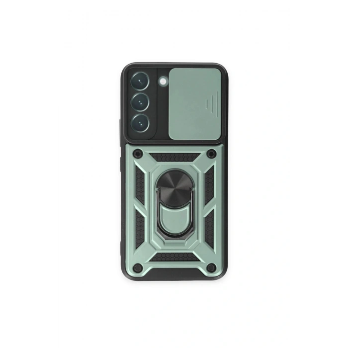 LitaeTrend Samsung Galaxy S23 Kılıf Pars Lens Yüzüklü Silikon - Yeşil