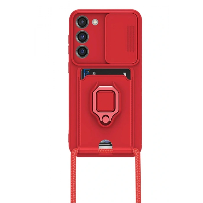 LitaeTrend Samsung Galaxy S23 Plus Kılıf Zuma Kartvizitli Yüzüklü Silikon - Kırmızı