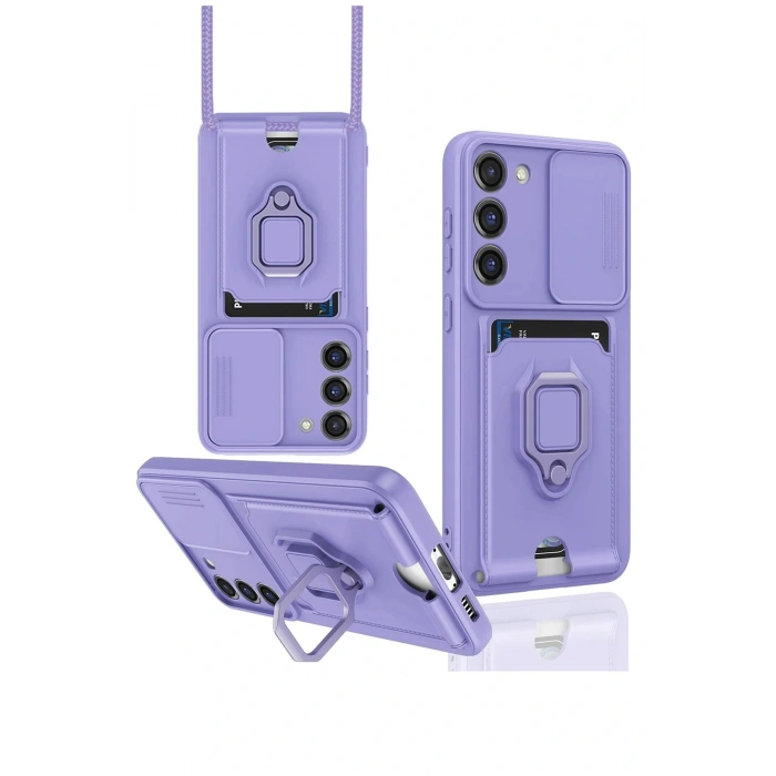 LitaeTrend Samsung Galaxy S23 Plus Kılıf Zuma Kartvizitli Yüzüklü Silikon - Lila