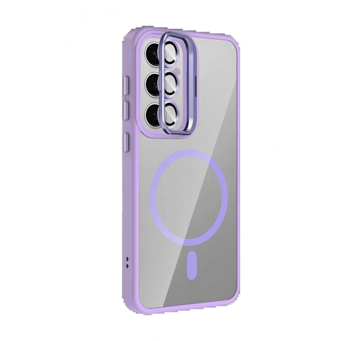 LitaeTrend Samsung Galaxy S24 FE Remim Lensli Magsafe Standlı Kapak - Lila