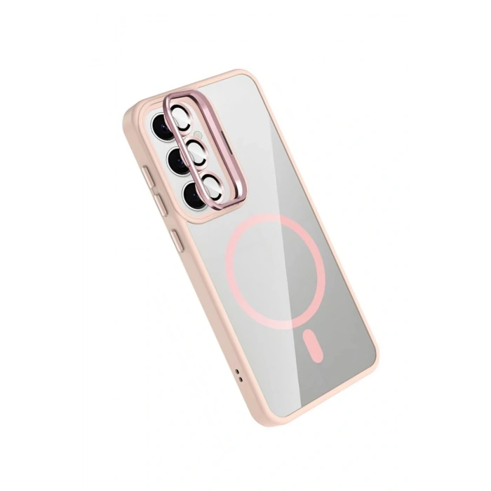 LitaeTrend Samsung Galaxy S24 FE Remim Lensli Magsafe Standlı Kapak - Pembe
