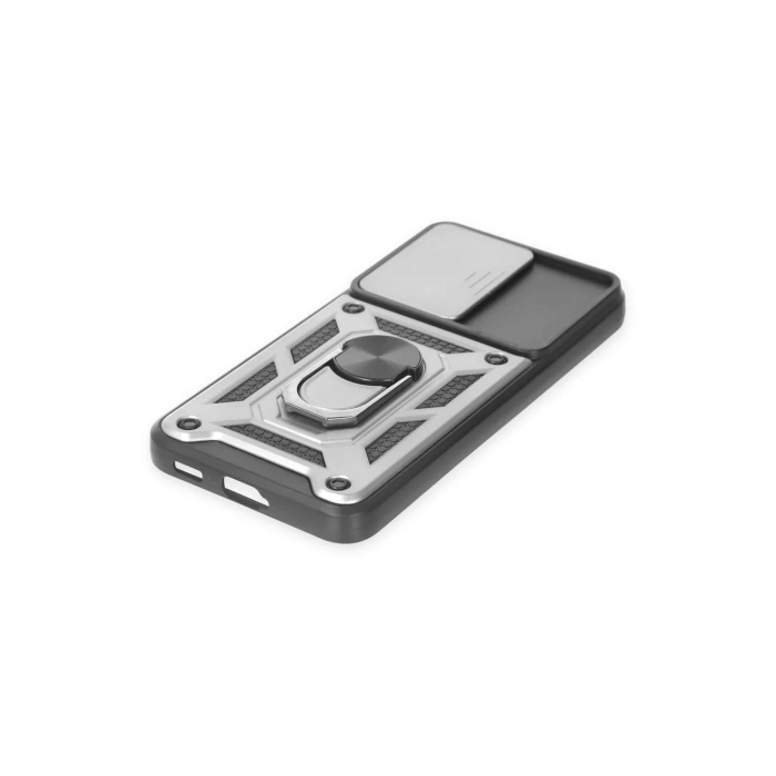 LitaeTrend Samsung Galaxy S24 Kılıf Pars Lens Yüzüklü Silikon - Gümüş