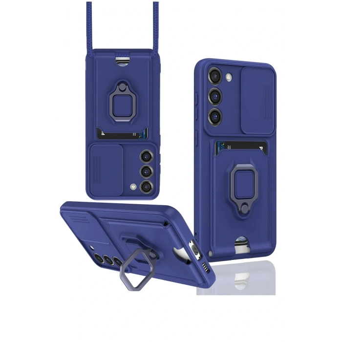 LitaeTrend Samsung Galaxy S24 Plus Kılıf Zuma Kartvizitli Yüzüklü Silikon - Lacivert